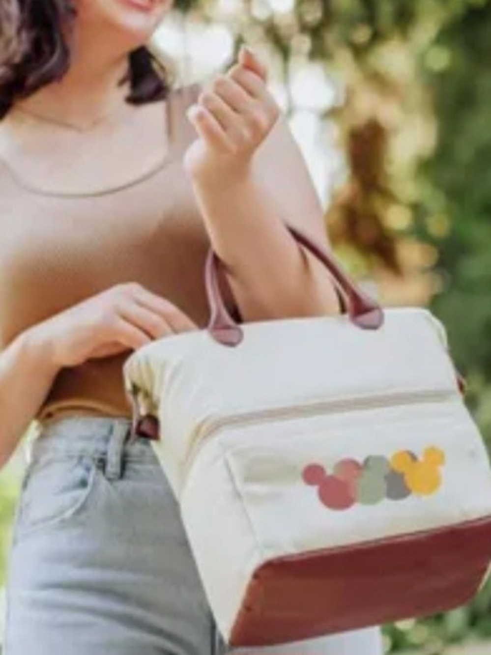 Women’s Cream Urban Tote Lunch Bag with Brown Trim